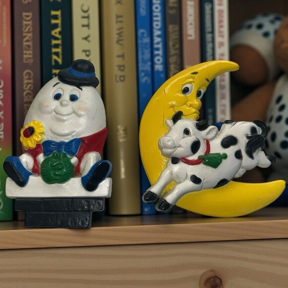 Homco Burwood Vintage Nursery Wall Plaques Humpty Dumpty Cow Moon Decor - Picture 1 of 8